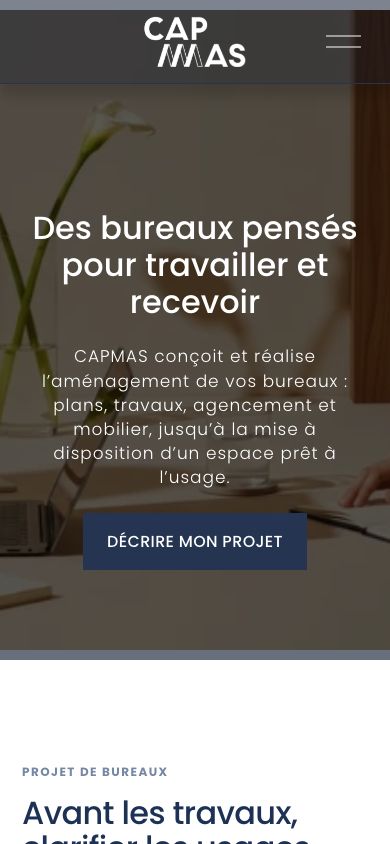 CAPMAS : page Aménagement de bureaux sur mobile