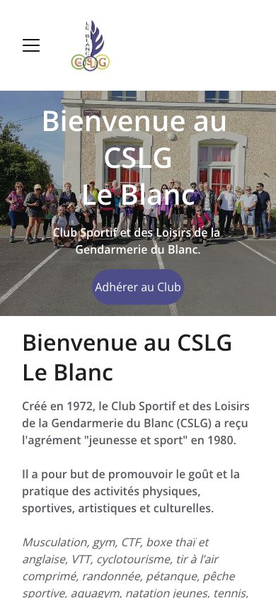CSLG Le Blanc : page d’accueil sur mobile